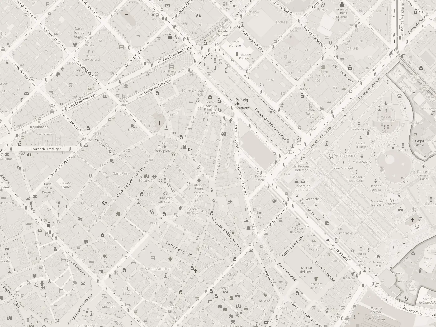 Plano del Born con la casa marcada en Carrer del Portal Nou, 16